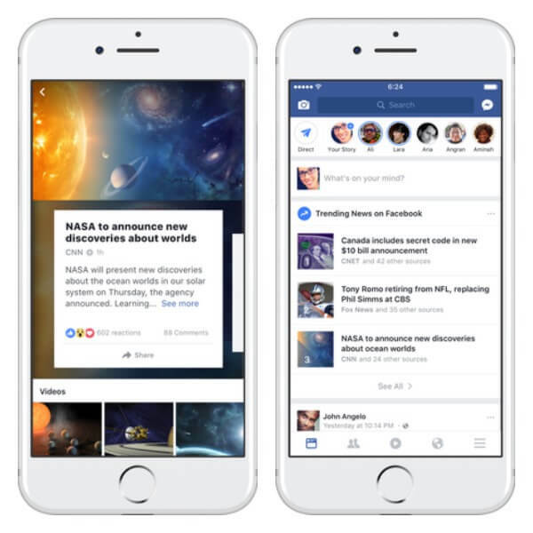 Facebook redesignede siden Trending-resultat på iPhone og afprøver en ny måde at gøre det lettere for brugerne at finde en liste over populære emner i News Feed.