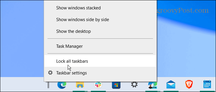 lås alle proceslinjer i Windows 10 proceslinje