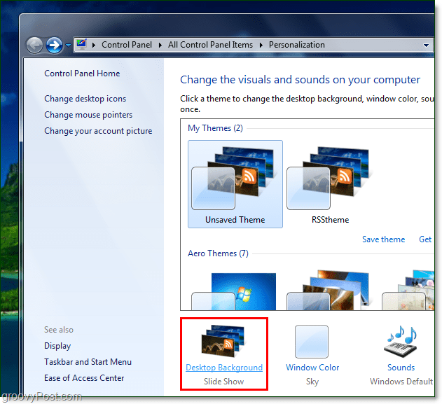 Sådan roteres dit Windows 7-baggrundsbillede ved hjælp af et RSS-feed