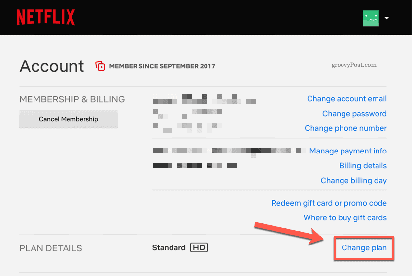 Ændring af Netflix-abonnementsplan
