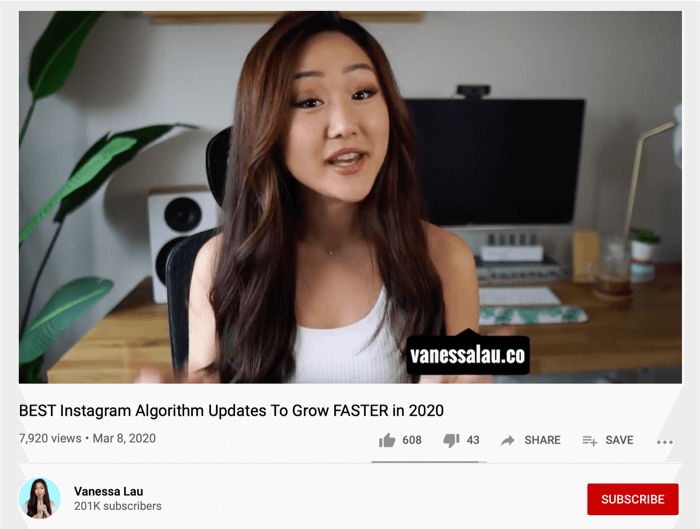 Vanessa Lau YouTube-videodeling af Instagram-håndtag