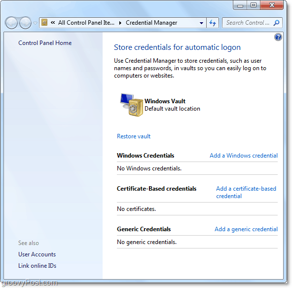 et samlet kig på Windows 7-legitimationshåndteringshvelv