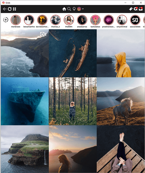 Gitre afspejler Instagram-oplevelsen fra din telefon og inkluderer muligheden for at se historier på dit skrivebord.