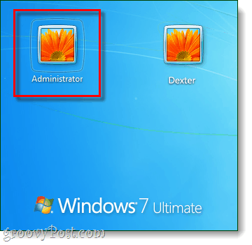 log ind på administratorkonto fra Windows 7 