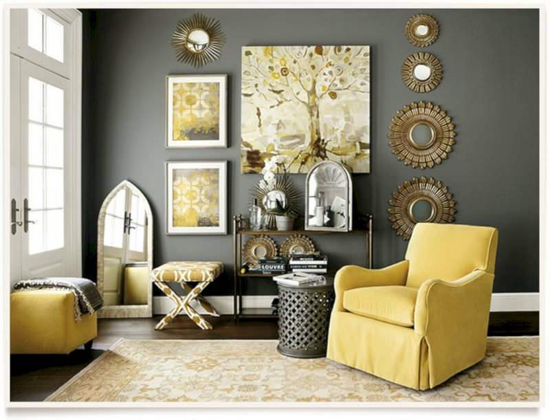 forslag til gulgrå dekoration