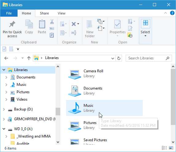 Tip om Windows 10: Få biblioteker til at vises i File Explorer
