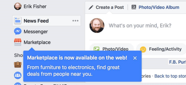 Facebook Marketplace er nu tilgængelig på skrivebordet.