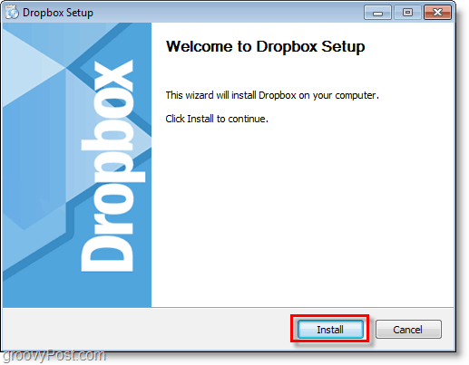Dropbox-skærmbillede - start dropbox-opsætning / -installation