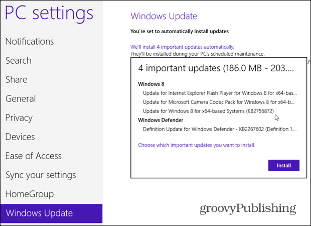 Manuel Windows Update Windows 8