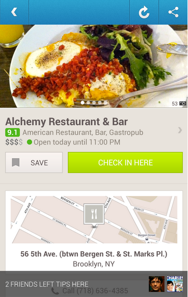 Foursquare Android-opdatering