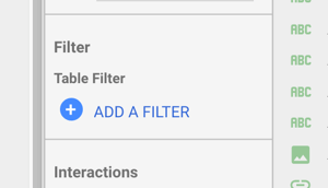 Brug Google Data Studio til at analysere dine Facebook-annoncer, trin 17, mulighed for at tilføje et filter under filter og tabel filter