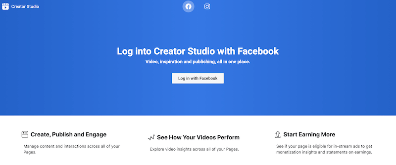 Facebook Creator Studio login-side