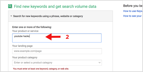 Google Keyword Planner søger efter nye søgeord