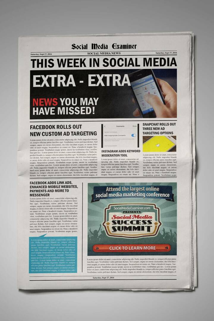 Facebook tilpassede målgrupper målretter nu lærredannoncevisere: Denne uge i sociale medier: Socialmedieeksaminator