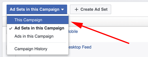 facebook ads manager vælg kampagne