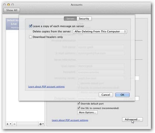 Outlook Mac 2011: Sådan slettes en e-mail-konto