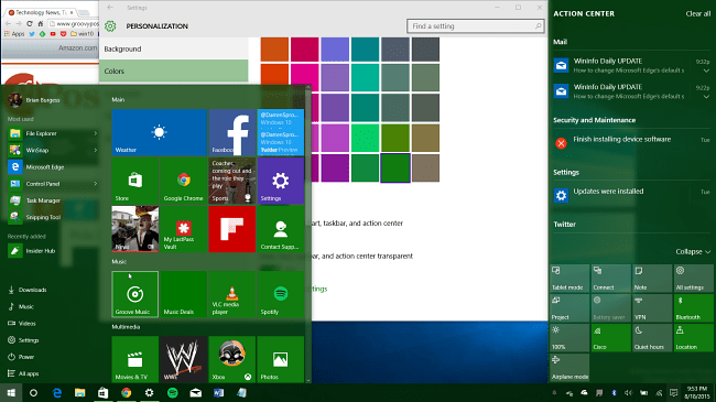 windows 10 desktop green