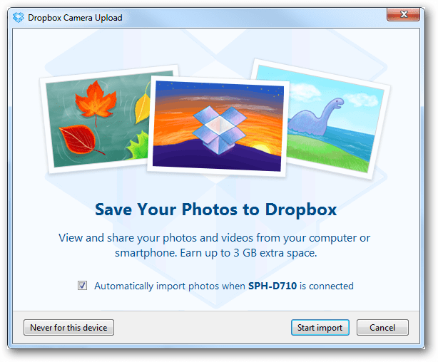 Deaktiver automatisk at gemme dine fotos i Dropbox