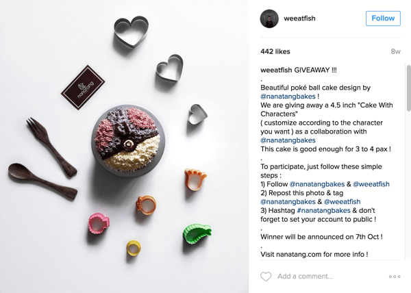 Foodie Instagrammer @weeatfish promoverede Nanatang Bakes 'giveaway.