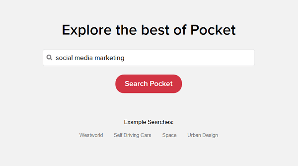 Pocket Explore foreslår indhold baseret på dine interesser.
