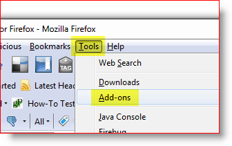 Åbn Firefox tilføjelsesmenu