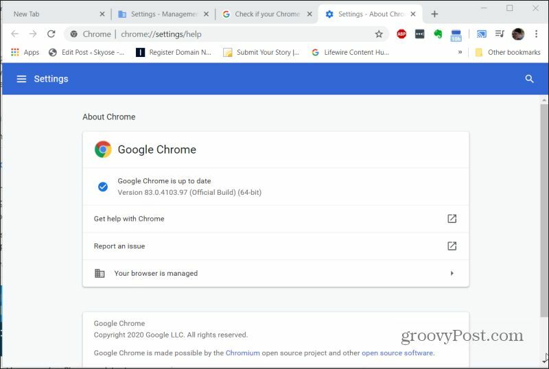 google chrome opdateret