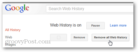 fjern bekræftelse af webhistorik fra Google-konto