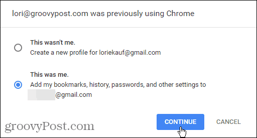 E-mail bruger tidligere Chrome