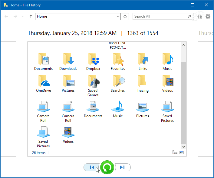 Windows 10 filhistorik