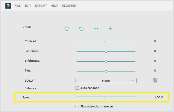 Filmora justerer klipshastigheden