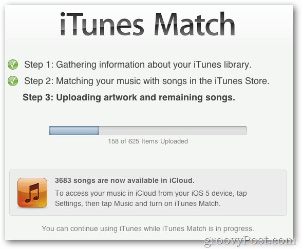 iTunes matcher 3-trins-processen