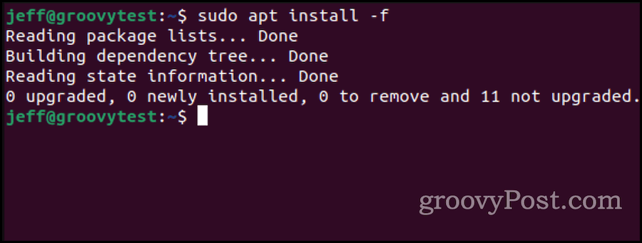 ubuntu apt install for at reparere ødelagte pakker