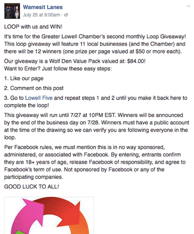 facebook loop giveaway eksempel
