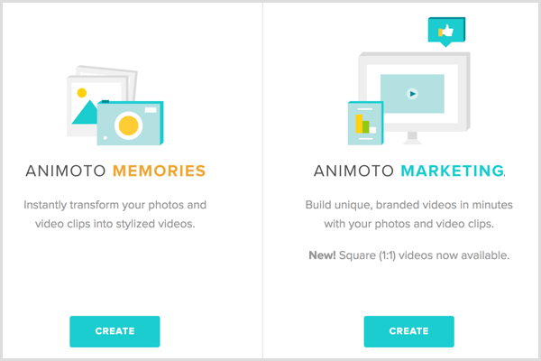 Animoto vælg videotype