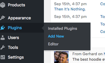 Tilføj et nyt WordPress-plugin fra fanen Plugins.