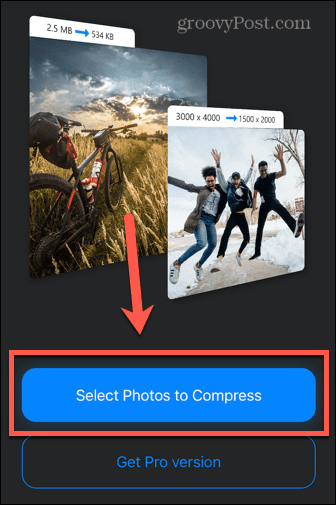 komprimere fotos app vælg billeder