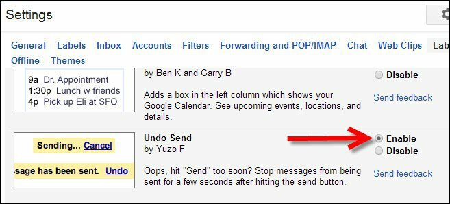 Aktivér Fortryd send via Gmail Labs