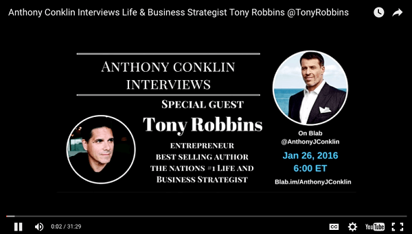 Anthony conklin interviews tony robbins blab uploadet til youtube