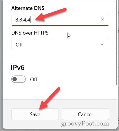 Indstil alternative DNS-indstillinger i Windows 11