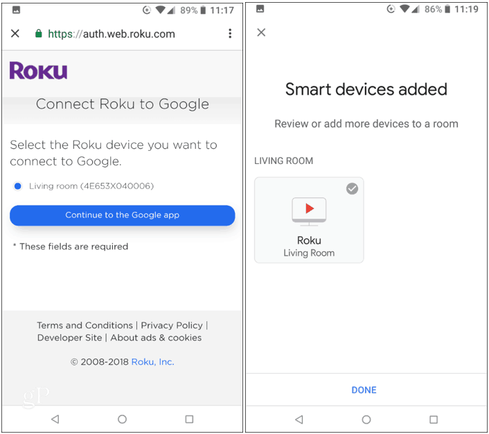 Forbind Roku med Google Startside