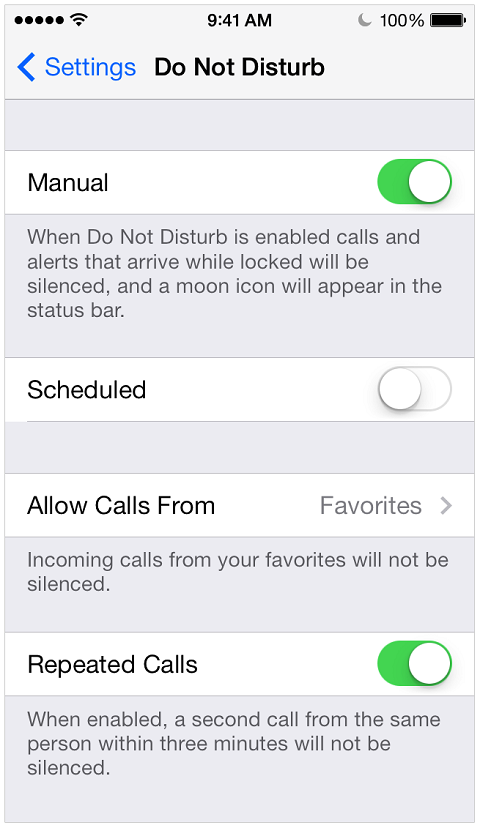 Indstillingen iPhone Forstyr ikke giver dig mulighed for at blokere tekster.