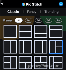 vælg layout pic stitch