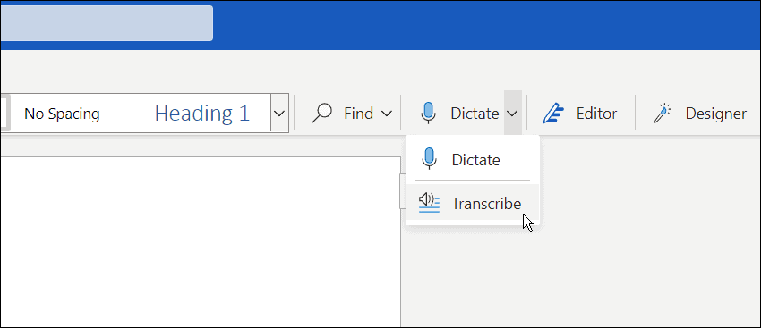 transskribere en ausio-fil til Microsoft Word