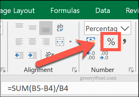 Indstil din celle til typen celletal for procentdel for at se den som en procentdel i Excel