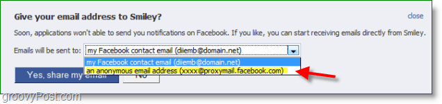 Facebook-e-mail-spam-skærmbillede - proxy er ikke indstillingen til edefault
