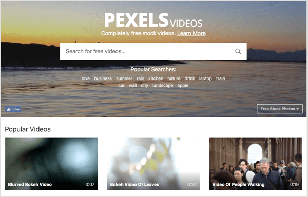 Pexels tilbyder gratis stockvideo, du kan bruge i dine LinkedIn-videoannoncer.