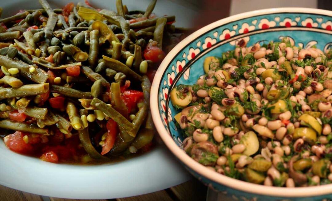 Hvordan laver man cowpea salat, både frisk og tør? Forskellige salatopskrifter med sortøjede ærter...