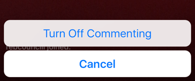 Klik på ikonet med tre prikker for at deaktivere kommentarer til din live-udsendelse.