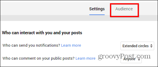 Google+ indlægs begrænsningsindstillinger publikum
