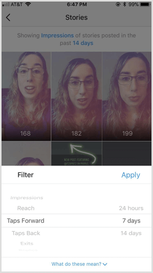 Instagram Insights Stories-filtre